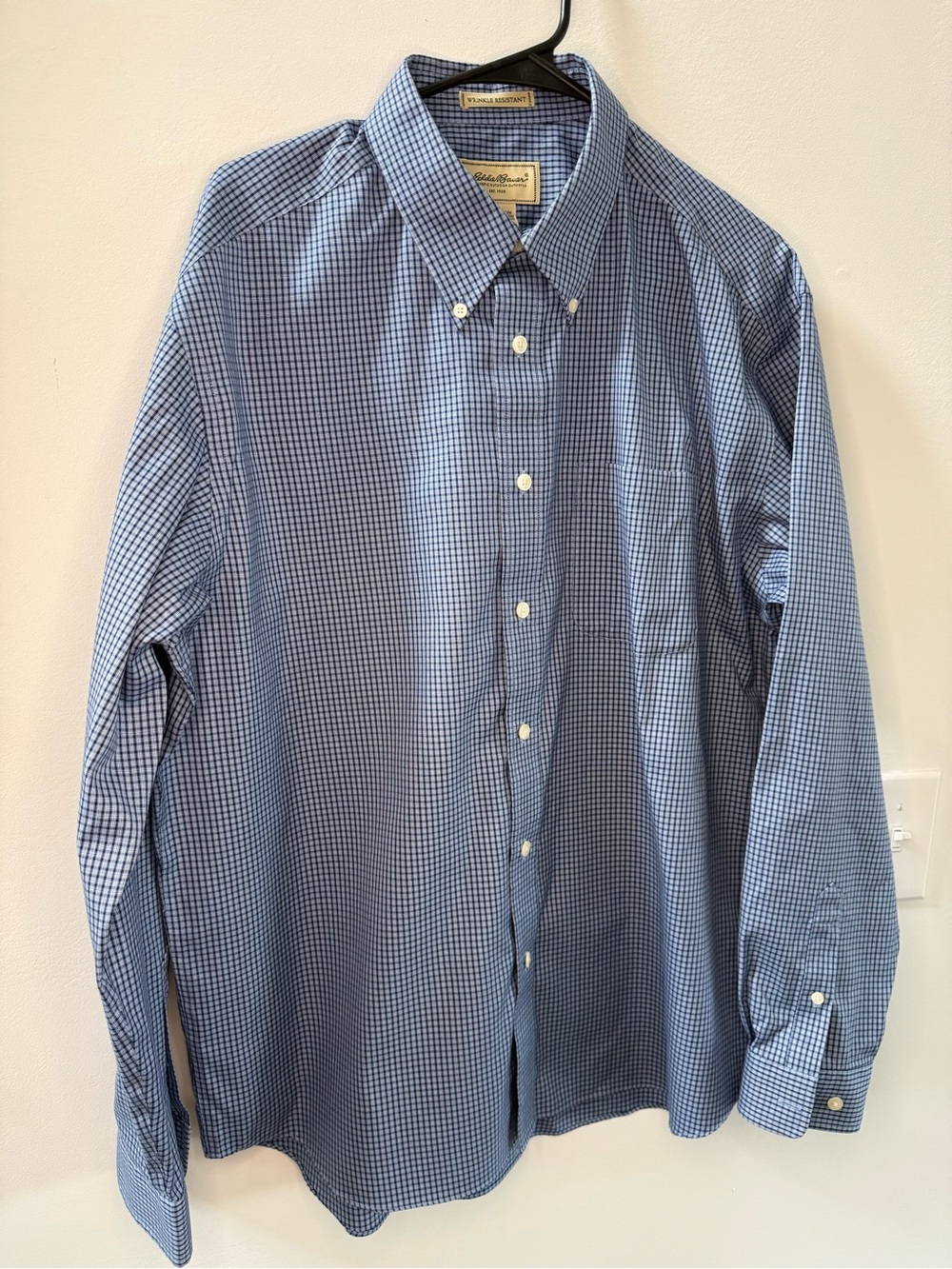 Eddie Bauer Blue Gingham Button-Down Dress Shirt